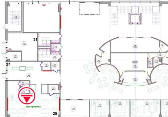 Схема рекламної площини за адресою Зал прилета, 1 этаж (Терминал В)