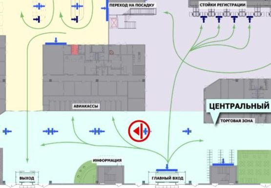 Схема рекламной плоскости по адресу Центральный холл, 1 этаж (Терминал А)