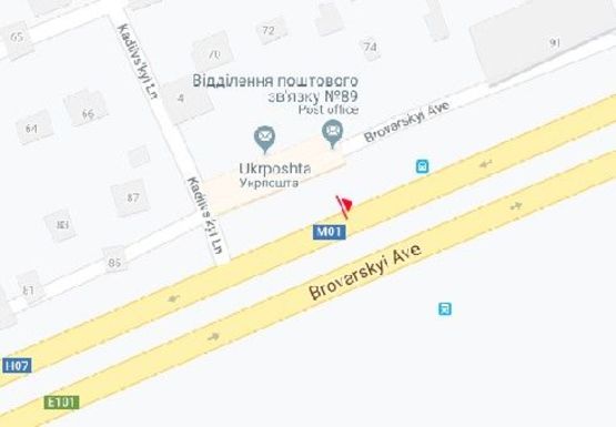 Схема рекламной плоскости по адресу Броварской пр. (эл.оп. №241)