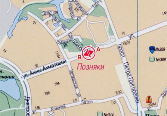 Схема рекламной плоскости по адресу Ахматовой ул., 35 напротив