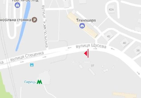 Схема рекламной плоскости по адресу Щусева ул., напротив дома № 44