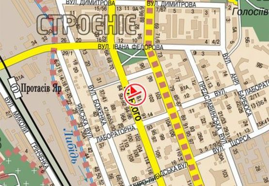 Схема рекламной плоскости по адресу Антоновича ул. (Горького ул.), 90-92