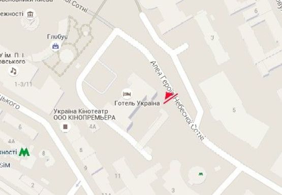 Схема рекламной плоскости по адресу Институтская ул., возле метро "Хрещатик" (справа)