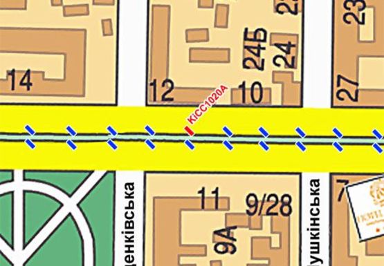 Схема рекламної площини за адресою Шевченко б-р