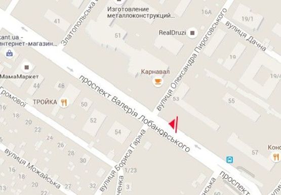 Схема рекламной плоскости по адресу Лобановского пр., 53  (бывш. Краснозвездный пр.)