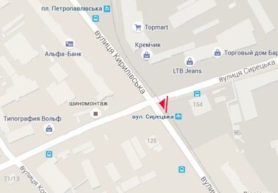 Схема рекламной плоскости по адресу Кирилловская ул. (бывш. Фрунзе ул.) - Сырецкая ул.