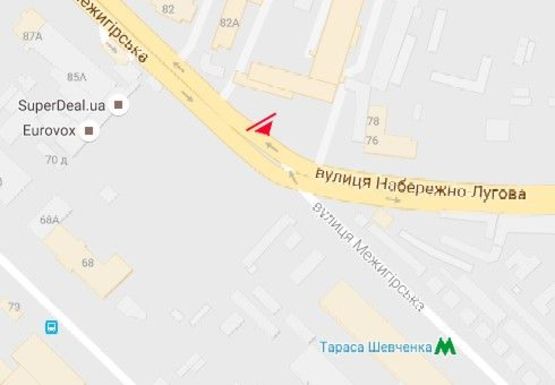 Схема рекламной плоскости по адресу Межигорская ул., 82а