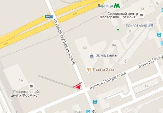 Схема рекламной плоскости по адресу Строителей ул. - Попудренко ул.