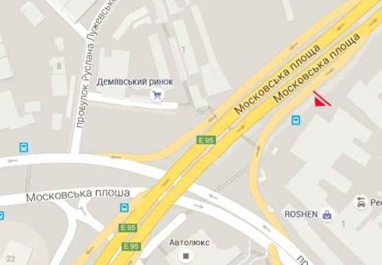 Схема рекламної площини за адресою Науки пр. - Демеевская пл.  (бывш. Московская пл.) (ROSHEN)
