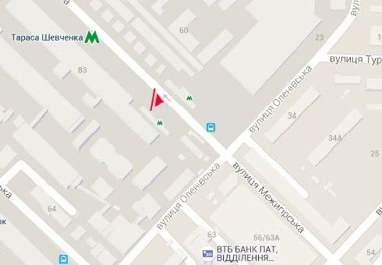 Схема рекламной плоскости по адресу Межигорская ул., ст.м. Тараса Шевченка