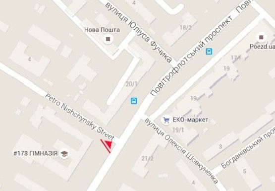 Схема рекламной плоскости по адресу Воздухофлотский пр., 22 - Петра Нищинского ул.