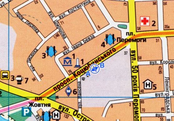 Схема рекламної площини за адресою Коцюбинского ул., 39