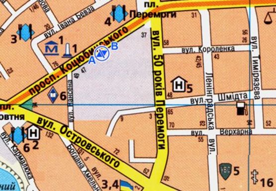 Схема рекламної площини за адресою Коцюбинского ул., 41