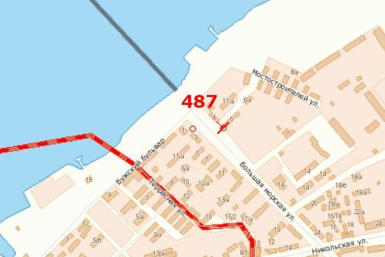 Схема рекламной плоскости по адресу Велика Морська вул., 13 - Бузький бульв.