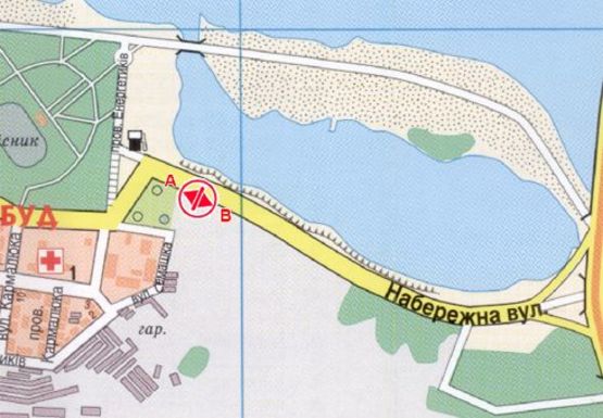Схема рекламной плоскости по адресу Набережная ул. - университет - городской пляж