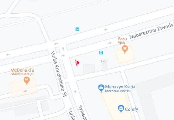 Схема рекламної площини за адресою Заводская Набережная ул. - Юрия Кондратюка ул.