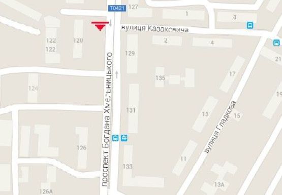 Схема рекламної площини за адресою Богдана Хмельницкого пр., 120 - Казакевича ул.