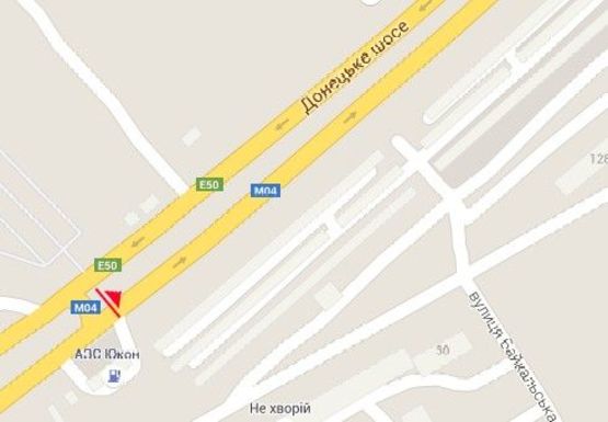 Схема рекламной плоскости по адресу Донецкое шоссе - Березинская ул.