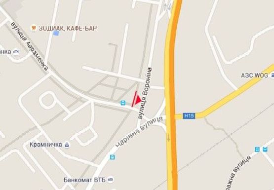 Схема рекламной плоскости по адресу Воронина ул., шоссе Харьков - Симферополь