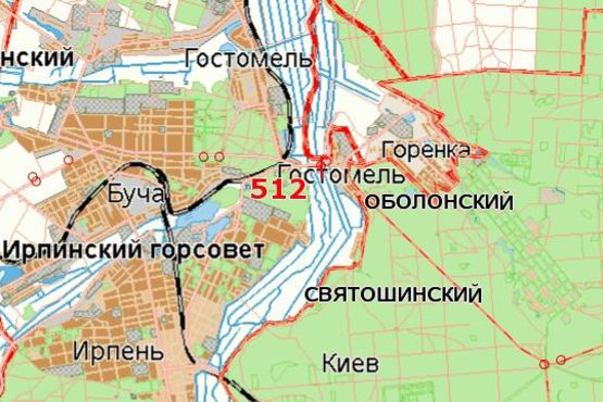 Схема рекламної площини за адресою Київ - Ковель, 10км+100м від Києва (виїзд в Київ з боку Ирпеня)