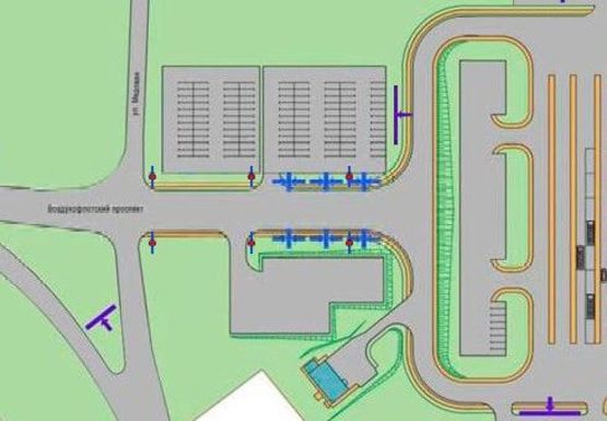 Схема рекламної площини за адресою Центральная аллея к терминалу, улица (Терминал А)