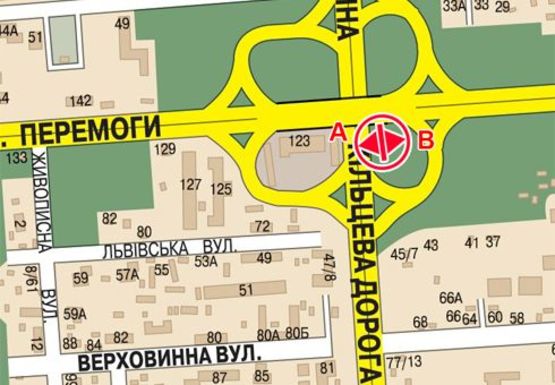 Схема рекламної площини за адресою Победы пр. - Палладина ул.