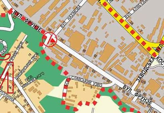 Схема рекламної площини за адресою Кирилловская ул., 71 (бывш. Фрунзе ул.)