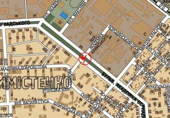 Схема рекламной плоскости по адресу Вернадского б-р. - Академика Крымского ул.