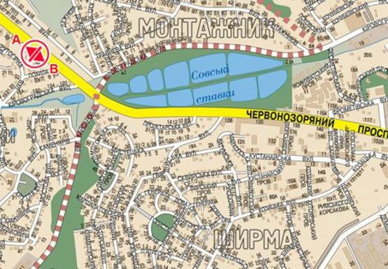 Схема рекламної площини за адресою Лобановского пр., 108  (бывш. Краснозвездный пр.)
