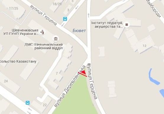 Схема рекламної площини за адресою Герцена ул. - Древлянская ул. (бывш. Якира ул.)