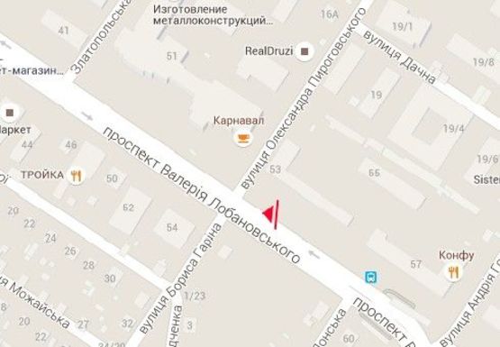 Схема рекламной плоскости по адресу Лобановского пр., 53  (бывш. Краснозвездный пр.)