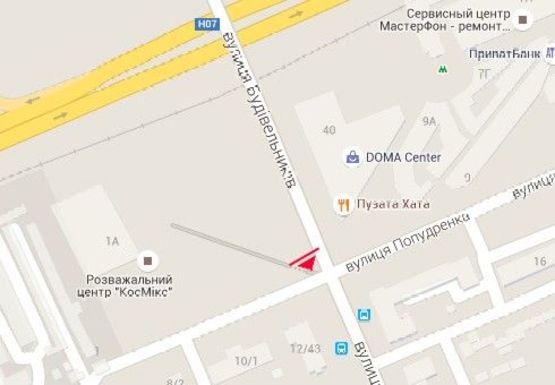 Схема рекламной плоскости по адресу Строителей ул. - Попудренко ул.