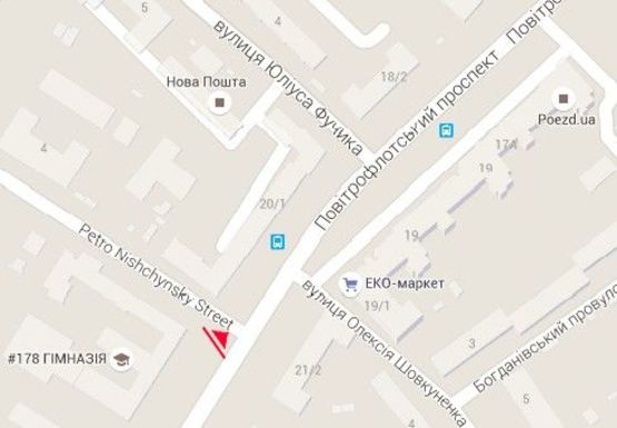 Схема рекламной плоскости по адресу Воздухофлотский пр., 22 - Петра Нищинского ул.