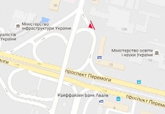 Схема рекламної площини за адресою Победы пр., 12, съезд с Воздухофлотского моста