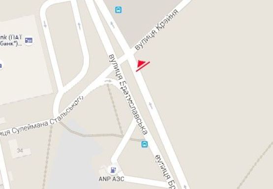 Схема рекламної площини за адресою Братиславская ул. - Крайняя ул.