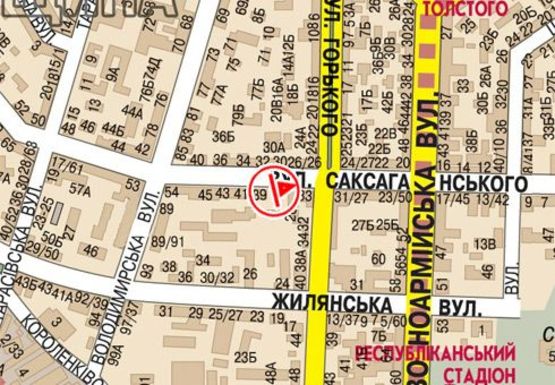 Схема рекламної площини за адресою Саксаганского ул., 39