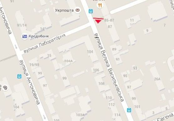 Схема рекламної площини за адресою Большая Васильковская ул., 85 - 87