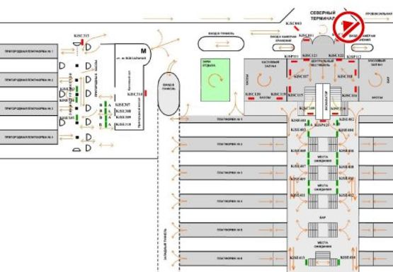 Схема рекламной плоскости по адресу Привокзальная площадь (Северный терминал)