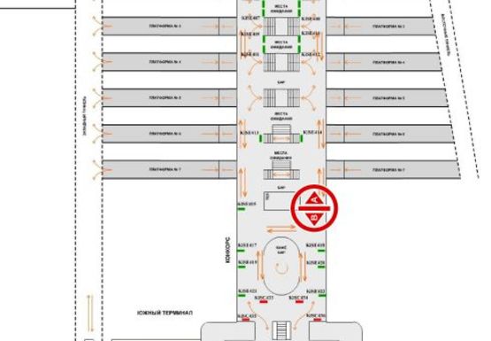 Схема рекламної площини за адресою Конкорс (Южный терминал)