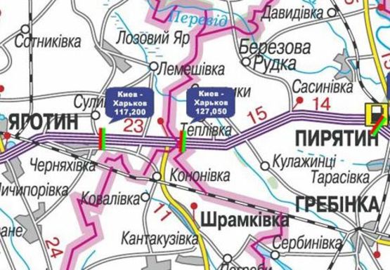 Схема рекламної площини за адресою Трасса M-03, Киев - Харьков, 117,200