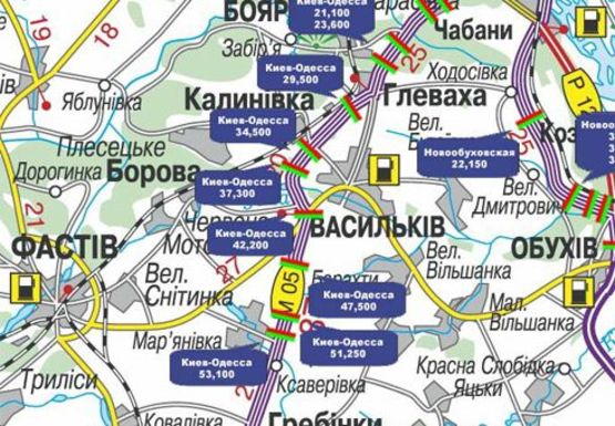 Схема рекламной плоскости по адресу Трасса M-05, Киев-Одесса, 42,200