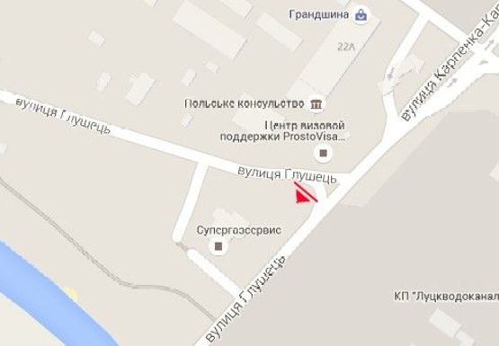 Схема рекламной плоскости по адресу Глушец ул., выезд к с. Рованцы