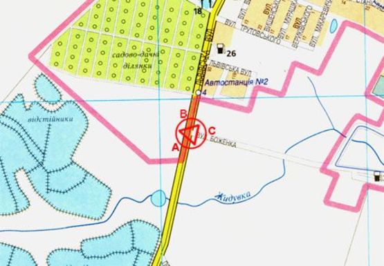 Схема рекламной плоскости по адресу Львовская ул. - Окружная ул., кольцо, въезд