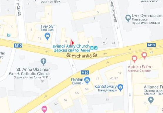 Схема рекламной плоскости по адресу Шевченко Т. ул., 8