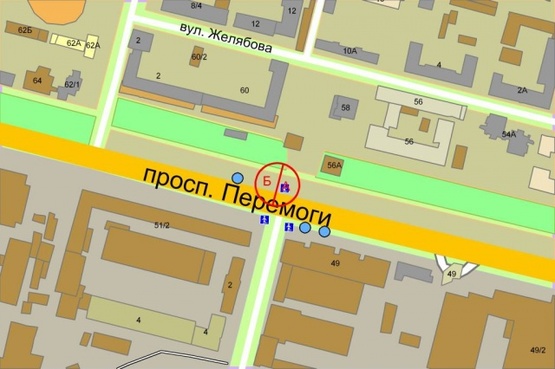 Схема рекламної площини за адресою Победы проспект, 60, Жовтневий универмаг