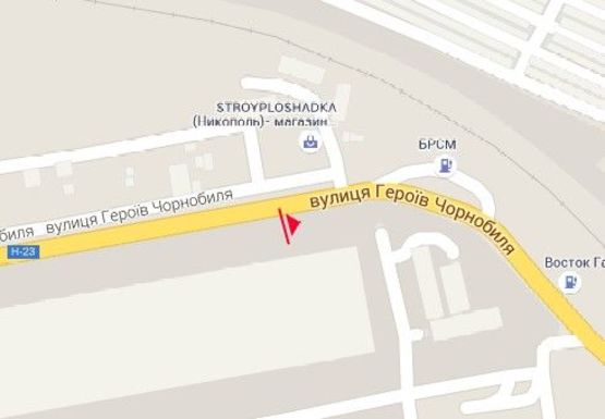 Схема рекламной плоскости по адресу Героев Чернобыля ул., 4