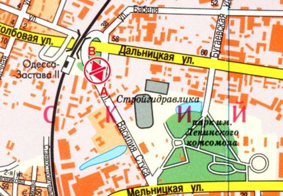 Схема рекламної площини за адресою Стуса Василия ул., 2 (рынок "Застава")