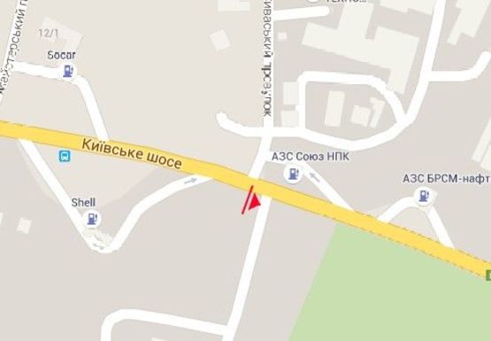 Схема рекламної площини за адресою Киевское шоссе, 1/4