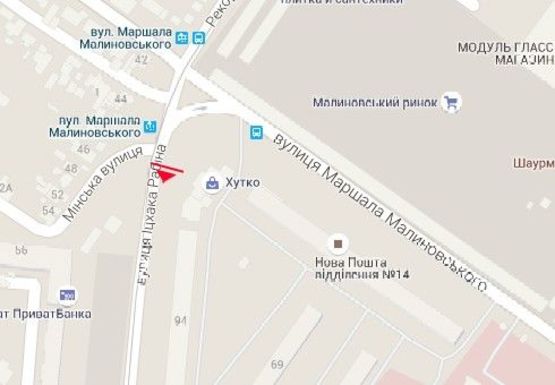 Схема рекламної площини за адресою Ицхака Рабина ул. - Малиновского ул., 71/1