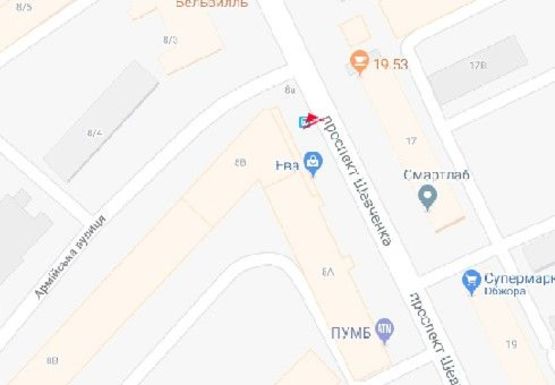 Схема рекламной плоскости по адресу Шевченко пр., Армейская ул. (остановка)